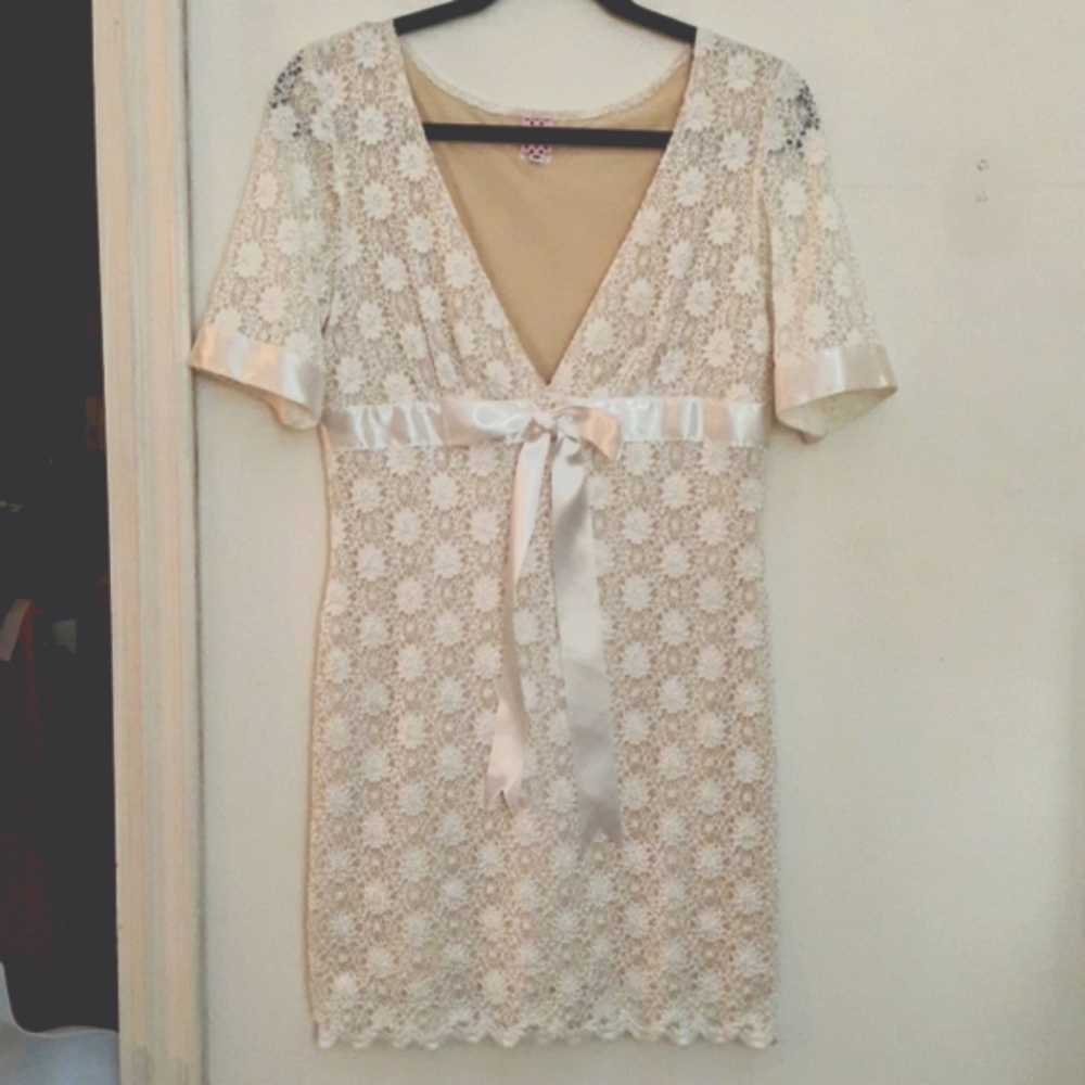 Ivory lace mini dress